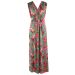 Evans Green & Pink Floral V-Neck Wrap Bodice Stretchy Maxi Dress