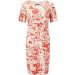 Viyella Red & Ivory Pleated Abstract Floral Crepe Dress