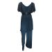Ann Harvey V-Neck Blue Angel Sleeve Beaded Jumpsuit