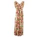 Evans Ivory & Pink Floral V-Neck Wrap Bodice Stretchy Maxi Dress