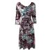Elvi Cowl Neck Abstract Floral Stretchy Fit & Flare Skater Dress