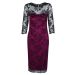 M&S Wine Satin Strapless Cocktail Dress Overlaid Black Net