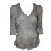 M&S Grey V-Neck Striped Blouse
