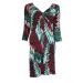 Wallis V-Neck Gathered Front 3/4 Sleeve Dress