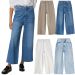 M&S High Waisted Wide Leg Cropped Capri Length Raw Hem Jeans