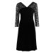 M&S Black V-Neck Velvet Crochet Lace Yoke Skater Dress