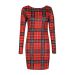 Tartan Print Long Sleeve Bodycon Mini Dress / Tunic