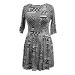 Topshop Monochrome Abstract Print 3/4 Sleeve Low Back Skater Dress