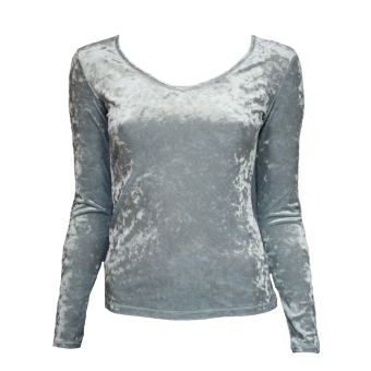 M&S Silver Crushed Velvet Long Sleeve Top